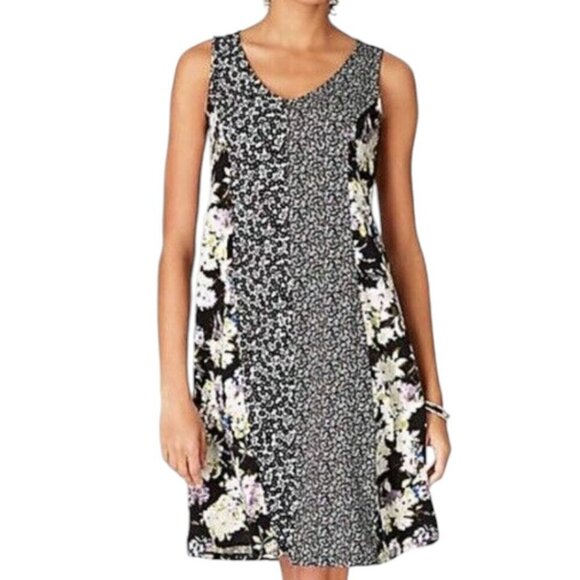 J. Jill Wearever Mixed Print Swing Trapeze Sleeveless Dress Small - Picture 1 of 6
